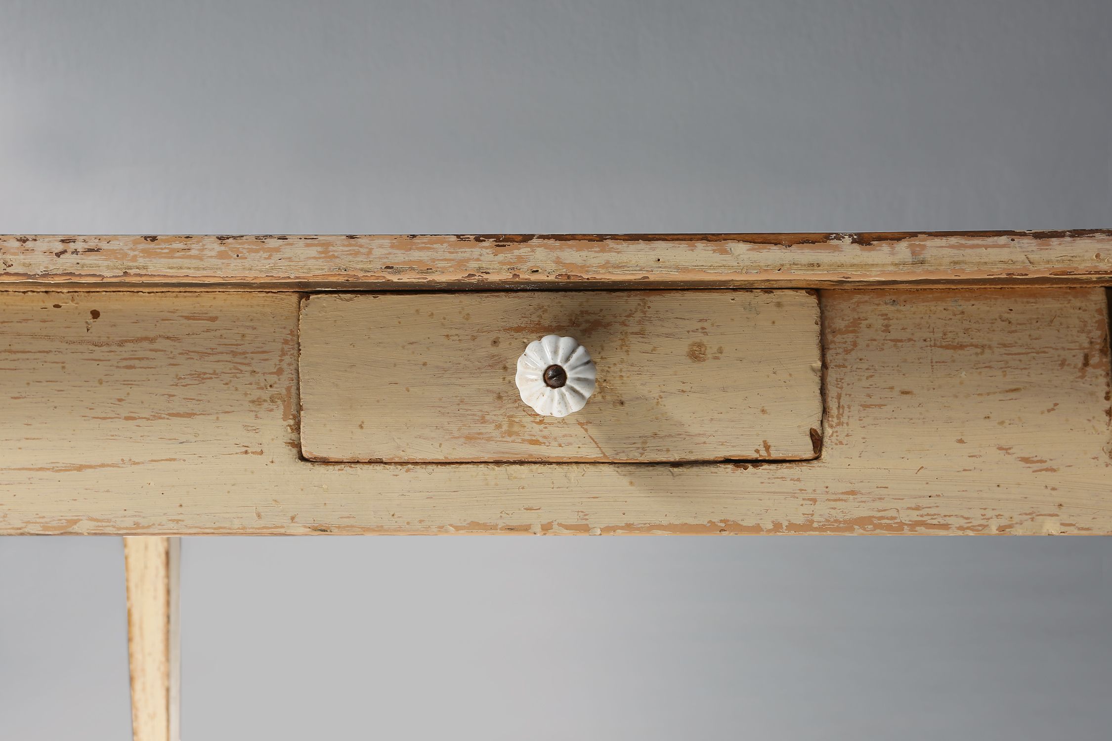 Painted Wooden Farm Table with Tapered Legs, France 1800sthumbnail